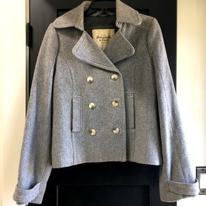 Medium Abercrombie Wool Pea Coat Gray Womens m